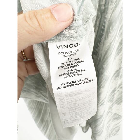 VINCE Ruched Velvet Paneled Skirt In Pale Sea Glass 10 - Picture 6 of 7